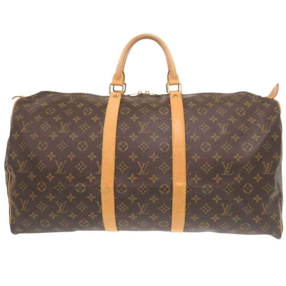 LOUIS VUITTON Authentic Brown Monogram Keepall 55 Boston Bag